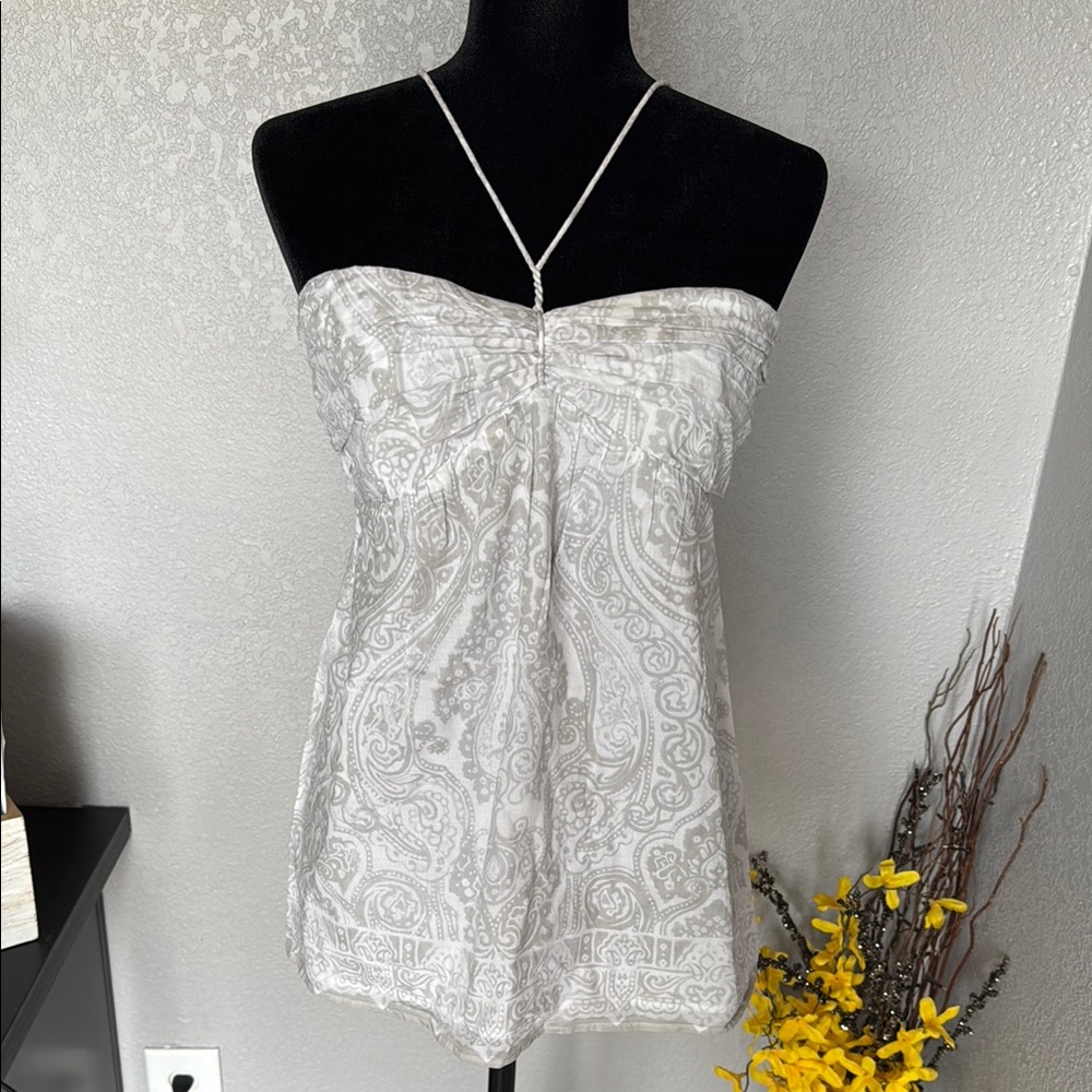 American Eagle Outfitters White Paisley Strapless Tank Top